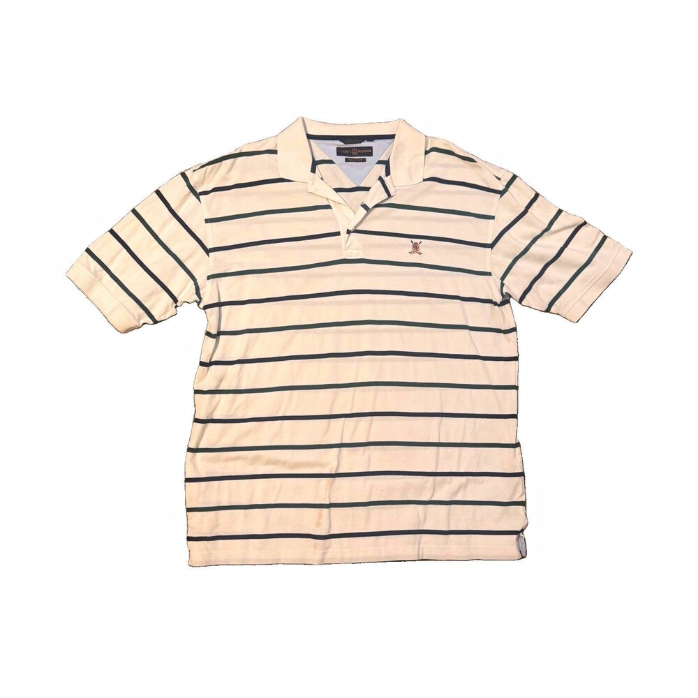 VTG Tommy Hilfiger Golf Men’s XL White/Green Striped Pima Cotton Polo